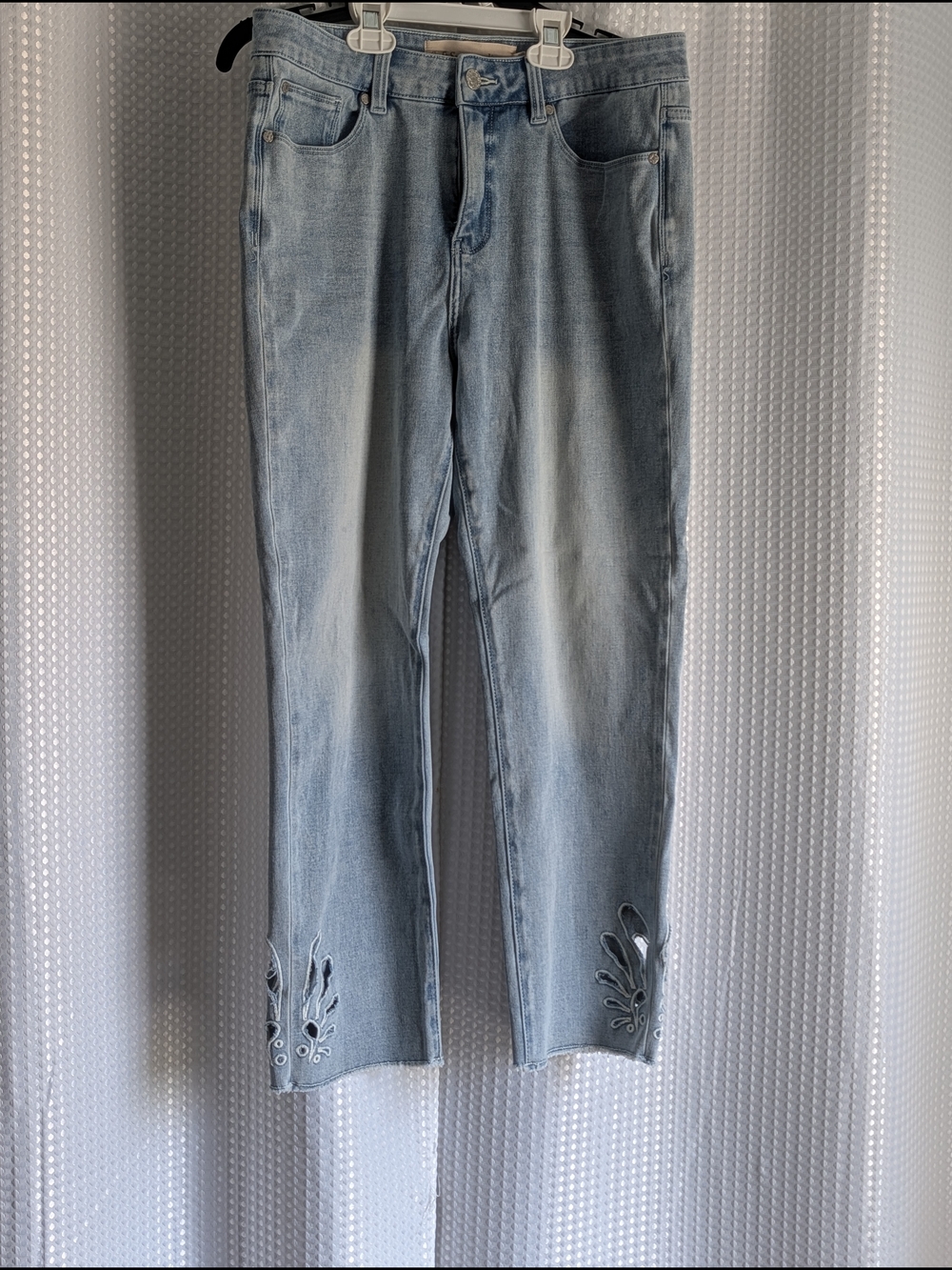 Soft Surroundings Light Blue Floral Cut-Out Jeans Sz 8